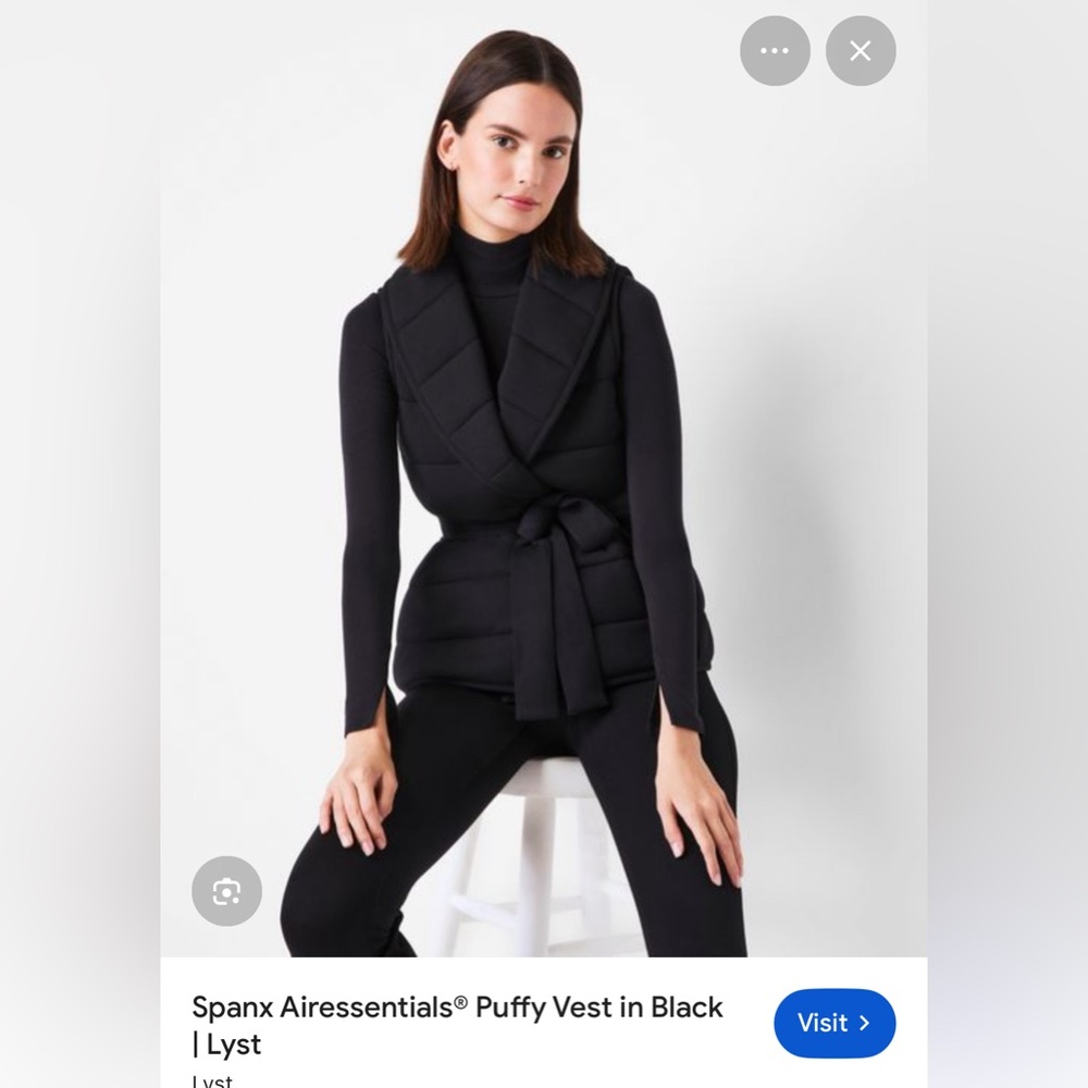 SPANX Dark Puffer Vest with Belt
